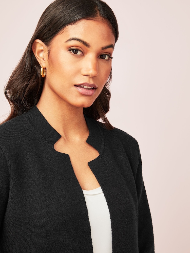 Friends Like These Black Longline Mock Collar Coatigan - Image 6 of 6