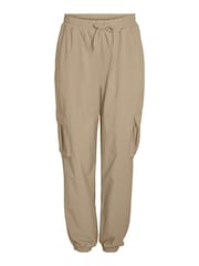 NOISY MAY Cream High Waisted Utility Cargo Trousers - Image 1 of 2