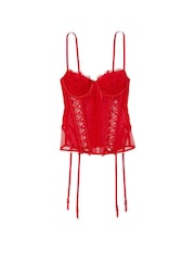 Victoria's Secret Lipstick Red Lace Lightly Lined Corset Bra Top - Image 3 of 3