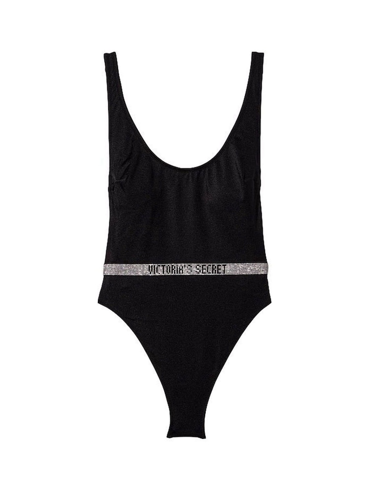 Victoria's Secret Black Shine Strap Belted Open Back Swimsuit - Image 3 of 3
