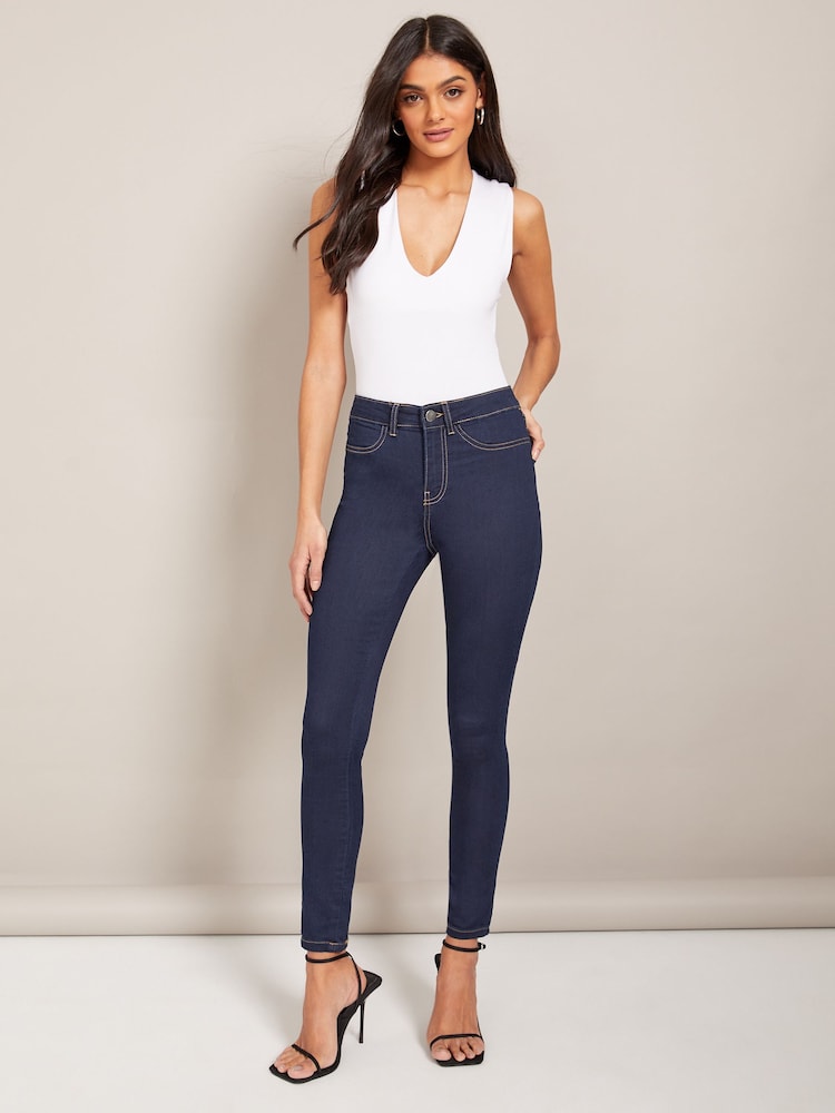 Blauw met wassing - Friends Like These jegging met hoge taille - Image 3 of 4