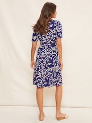 Friends Like These Blue Short Flutter Sleeve Button Mini Dress - Image 4 of 4