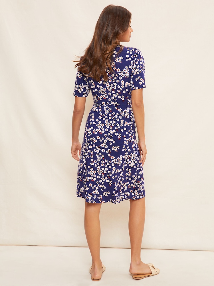 Friends Like These Blue Short Flutter Sleeve Button Mini Dress - Image 4 of 4 Friends Like These Blue Short Flutter Sleeve Button Mini Dress - Image 4 of 4