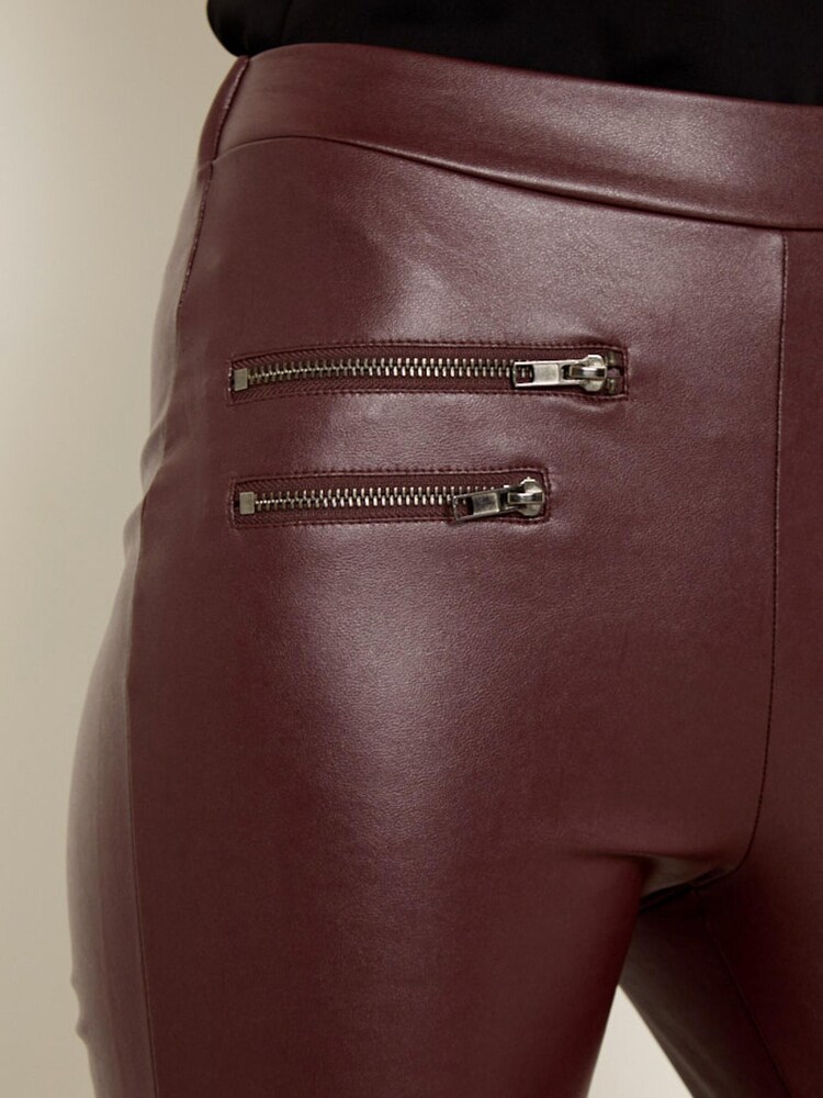 Sosandar Burgundy Petite Leather Look Premium Leggings - Image 4 of 4 Sosandar Burgundy Petite Leather Look Premium Leggings - Image 4 of 4