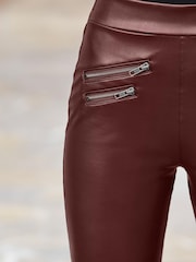 Sosandar Burgundy Tall Leather Look Premium Leggings - Image 3 of 4