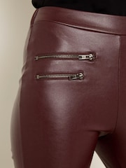 Sosandar Burgundy Tall Leather Look Premium Leggings - Image 4 of 4