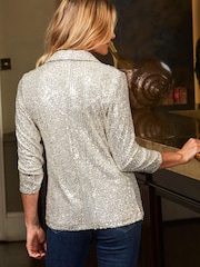 Sosandar Silver Relaxed Sequin Blazer - Image 4 of 4