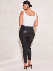 Lipsy Black Curve High Waist Leather Look Leggings - Image 2 of 4