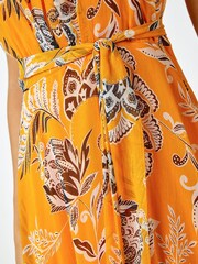Roman Yellow Mustard Sleeveless Floral Halter Neck Midi Dress - Image 5 of 5