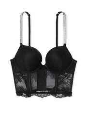 Victoria's Secret Black Add 2 Cups Shine Strap Lace Corset Bra Top - Image 3 of 4