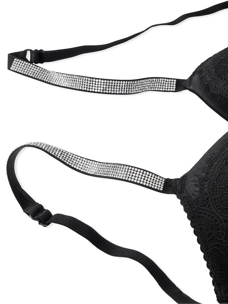 Victoria's Secret Black Add 2 Cups Shine Strap Lace Corset Bra Top - Image 4 of 4