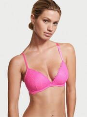 Victoria's Secret Neon Peony Pink Lace Lightly Lined Non Wired Bra - Image 1 of 3