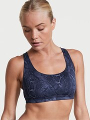 Victoria's Secret Snakeprint Blue Smooth Strappy Back Non Wired Minimum Impact Sports Bra - Image 1 of 4
