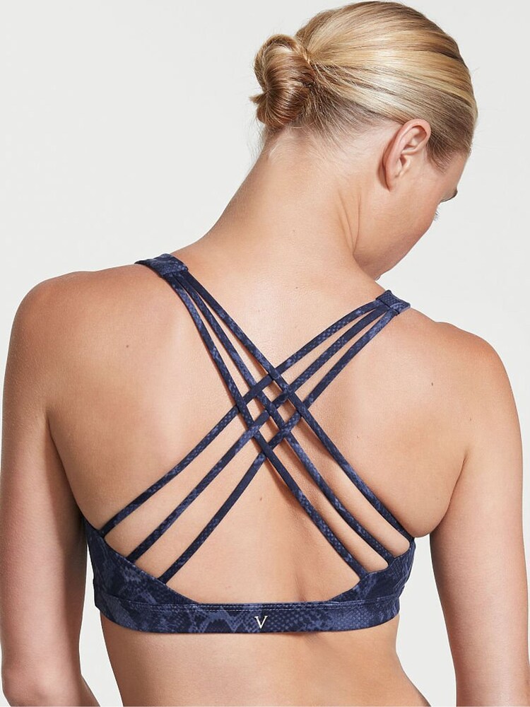 Victoria's Secret Snakeprint Blue Smooth Strappy Back Non Wired Minimum Impact Sports Bra - Image 2 of 4