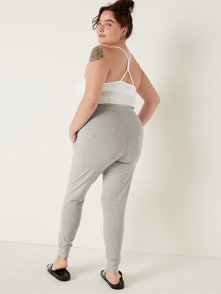 Victoria's Secret PINK Heather Charcoal Grey Fleece Full Length Jogger - Image 2 of 3