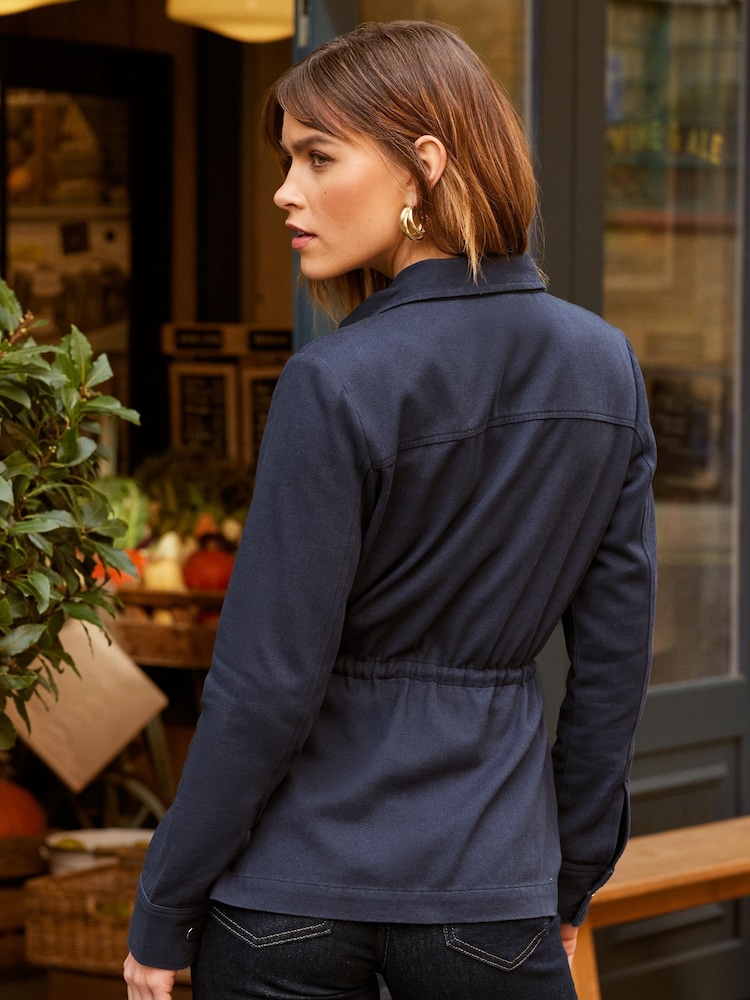 Friends Like These Navy Blue Utility Pocket Button Through Jacket - Image 4 of 4