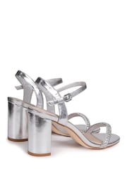 Linzi Silver Deborah Heeled Sandal With Embellished Front Strap - Image 4 of 4