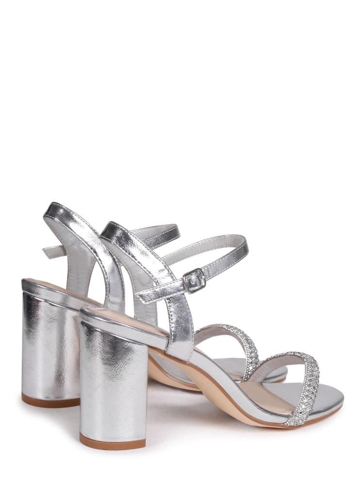 Linzi Silver Deborah Heeled Sandal With Embellished Front Strap - Image 4 of 4 Linzi Silver Deborah Heeled Sandal With Embellished Front Strap - Image 4 of 4