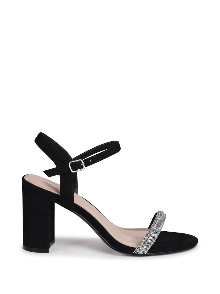 Linzi Black Deborah Heeled Sandal With Embellished Front Strap - Image 2 of 4