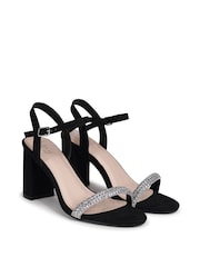 Linzi Black Deborah Heeled Sandal With Embellished Front Strap - Image 3 of 4