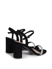 Linzi Black Deborah Heeled Sandal With Embellished Front Strap - Image 4 of 4