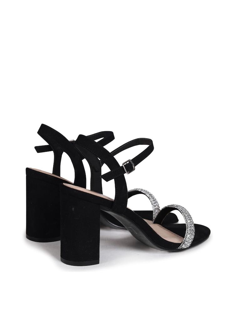 Linzi Black Deborah Heeled Sandal With Embellished Front Strap - Image 4 of 4