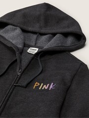 Victoria's Secret PINK Pure Black With Brushed Shine Gradient Logo Everyday Lounge Perfect FullZip - Image 2 of 5