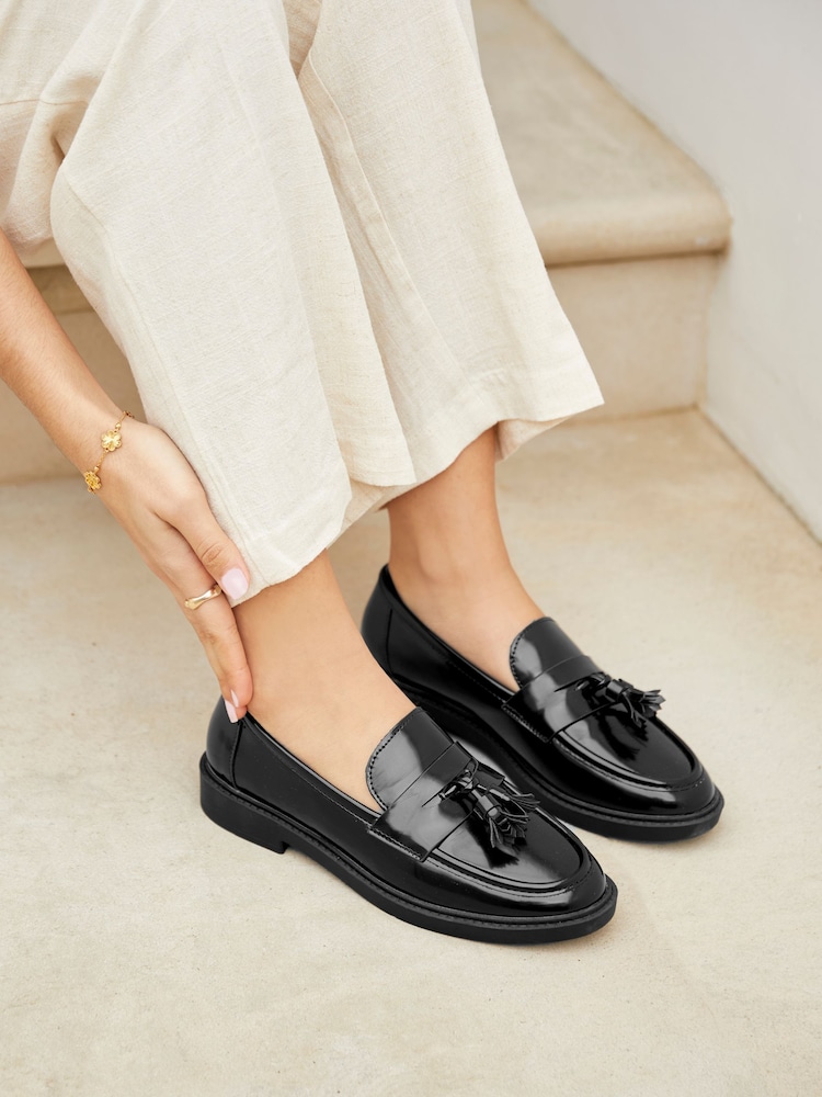 Linzi Black Shiny Rosalie Black High Shine Penny Loafer - Image 1 of 4