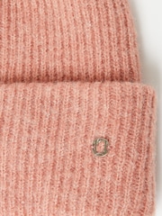Lipsy Nude Pink Chunky Knitted Turn Up Beanie Hat - Image 4 of 4