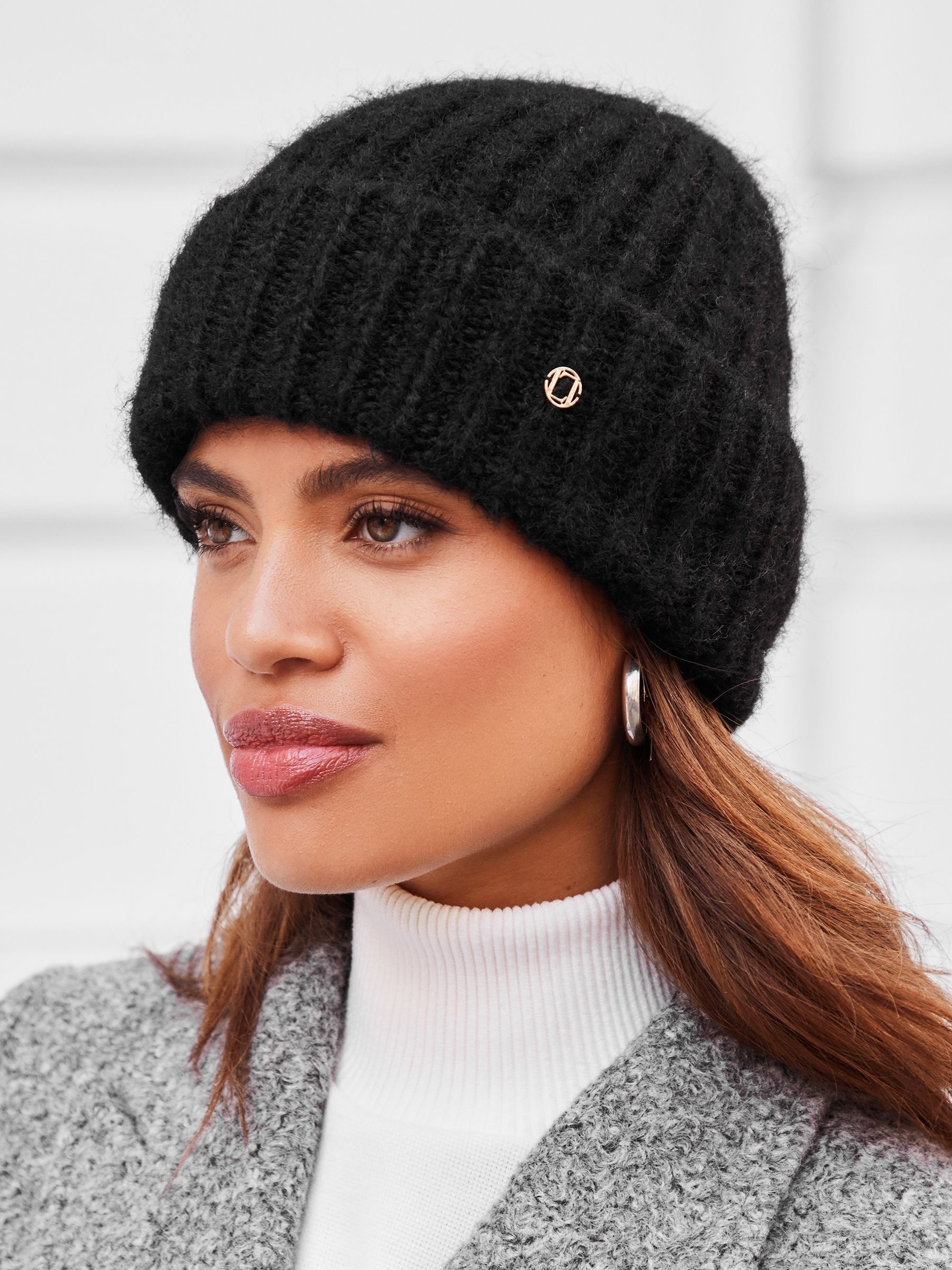 Buy Lipsy Black Chunky Knitted Ribbed Beanie Hat from Next Luxembourg