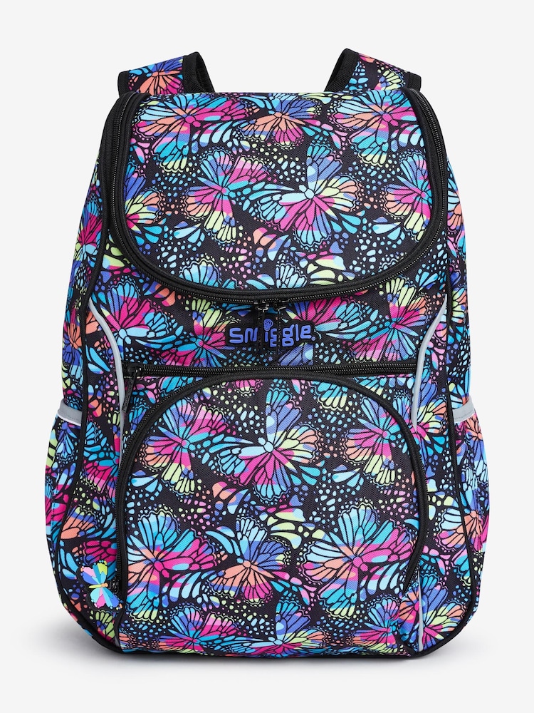 Smiggle Blue Butterfly Vivid Access Backpack with Reflective Tape - Image 1 of 4
