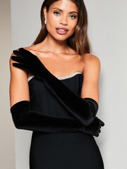 Lipsy Black Velvet Long Glove - Image 1 of 4