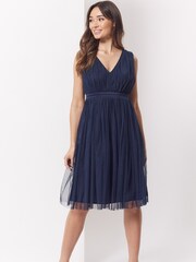 Anaya With Love Navy Blue Petite Bow Back Wide Strap Midi Dress - Image 3 of 4