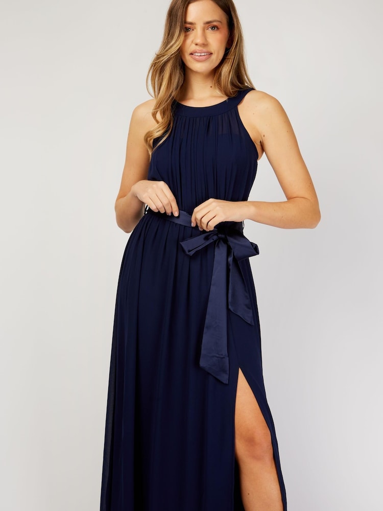 Little Mistress Blue Halterneck Bridesmaid Dress - Image 1 of 4