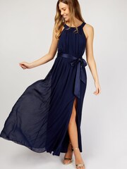 Little Mistress Blue Halterneck Bridesmaid Dress - Image 4 of 4