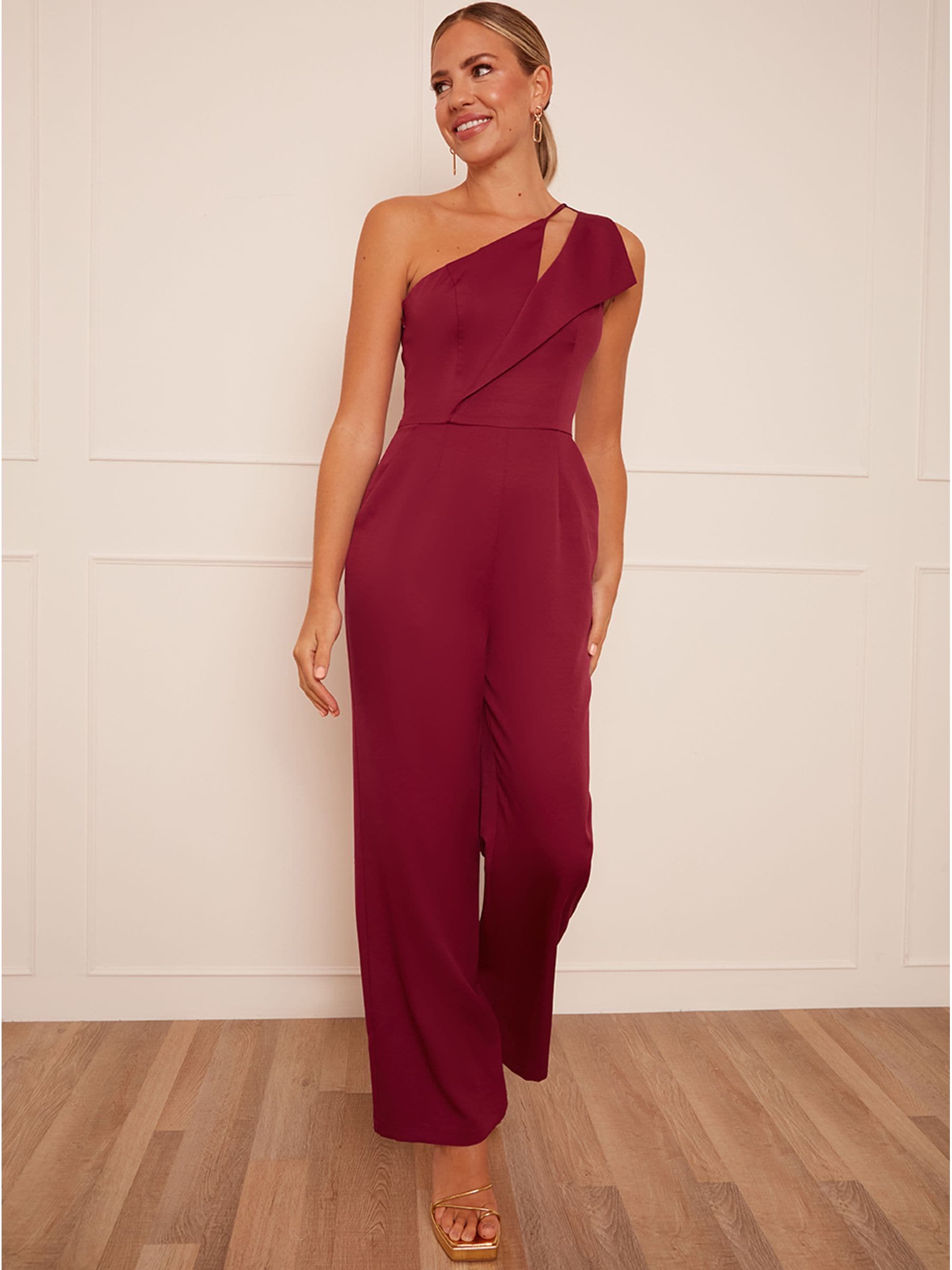 Buy Chi Chi London Berry Red Cut Out One Shoulder Jumpsuit from Next Luxembourg
