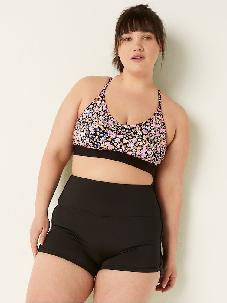 Victoria's Secret PINK Pure Black Ditsy Floral Lightly Lined Low Impact Sports Bra - Image 1 of 4