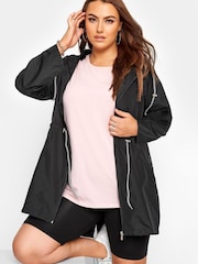 Yours Curve Black Pocket Parka With Contrast Drawstrings - Image 1 of 5