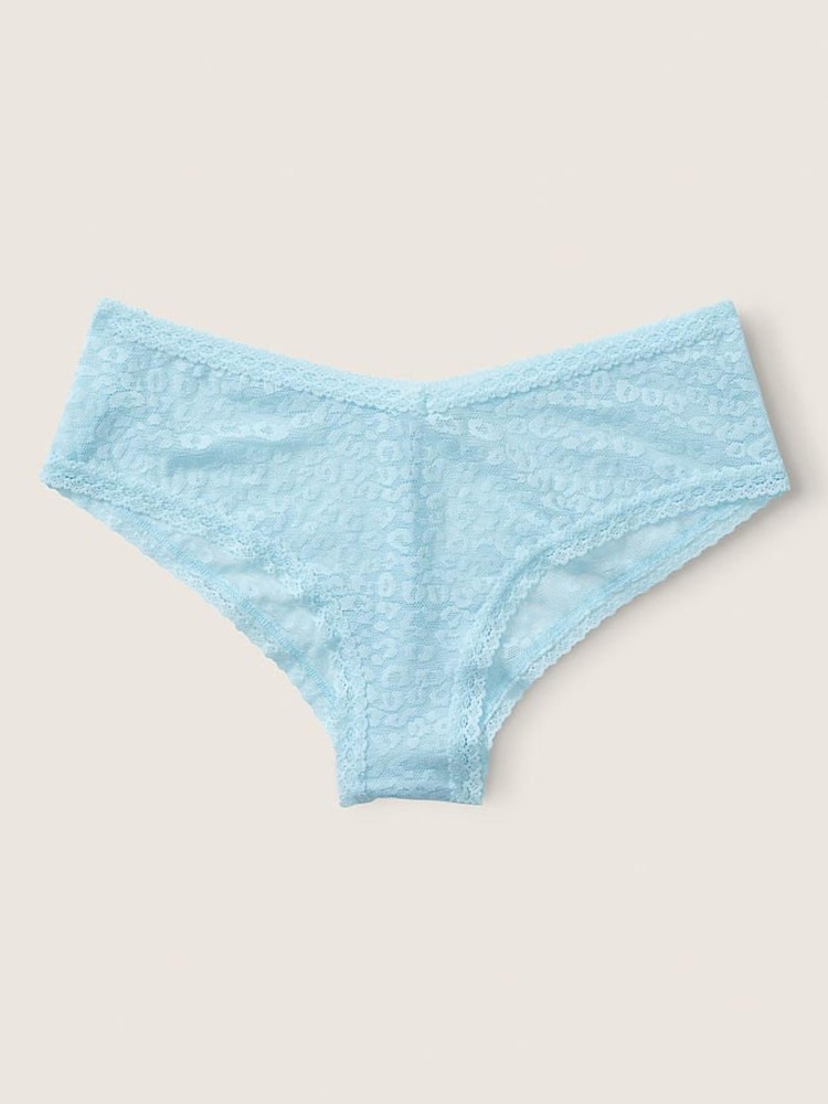Victoria's Secret PINK Blue Breeze Blue Lace Logo Cheeky Knickers - Image 1 of 2