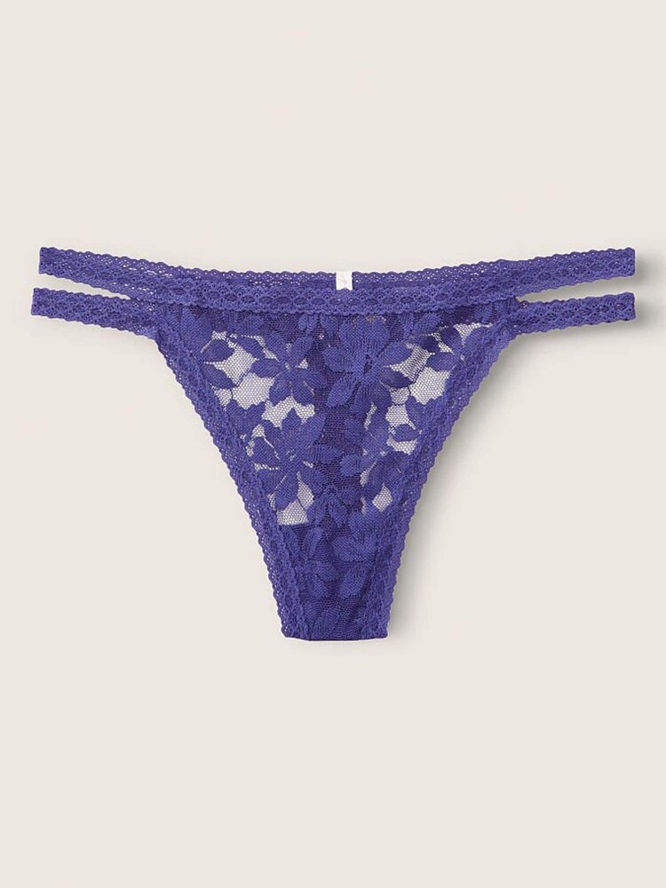 Victoria's Secret PINK Indigo Blue Strappy Lace Thong Knickers - Image 1 of 2