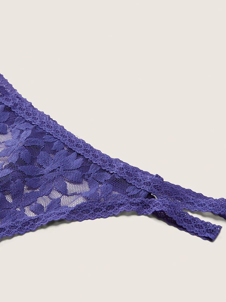 Victoria's Secret PINK Indigo Blue Strappy Lace Thong Knickers - Image 2 of 2