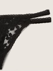 Victoria's Secret PINK Pure Black Strappy Lace Thong Knickers - Image 2 of 2