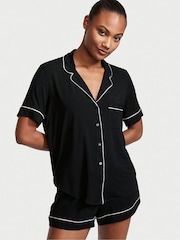 Victoria's Secret Black with Pink Piping Modal Short Pyjama Set - Image 1 of 4