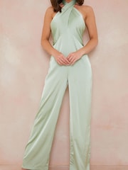 Атласный комбинезон с перекрестными ремешками In The Style Perrie Sian - Image 3 of 4