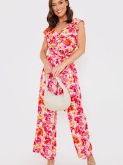 In The Style Pink Natasha Sandhu Wrap Bardot Jumpsuit - Image 2 of 4