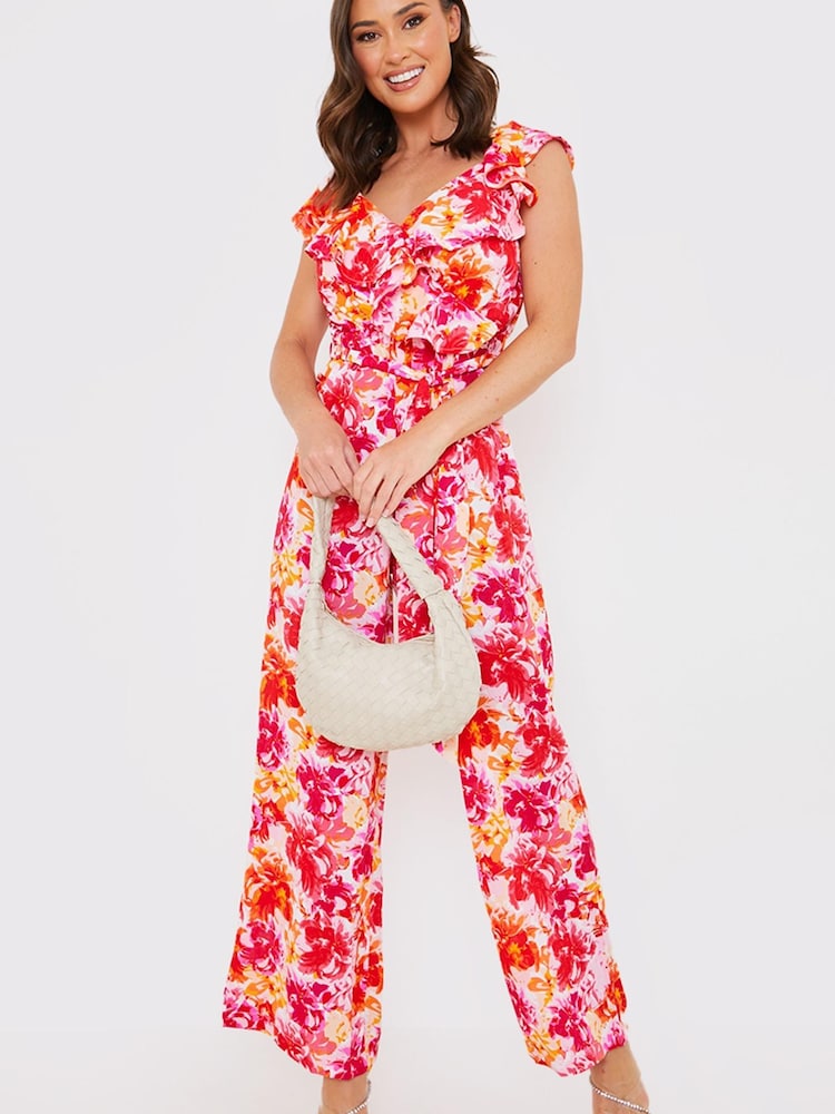 In The Style Pink Natasha Sandhu Wrap Bardot Jumpsuit - Image 2 of 4