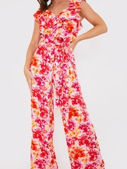 In The Style Pink Natasha Sandhu Wrap Bardot Jumpsuit - Image 3 of 4