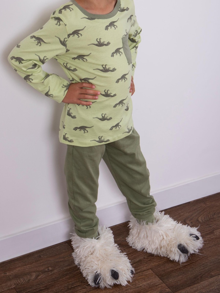 Totes Cream Kids Novelty Yeti Foot Slippers - Image 1 of 5