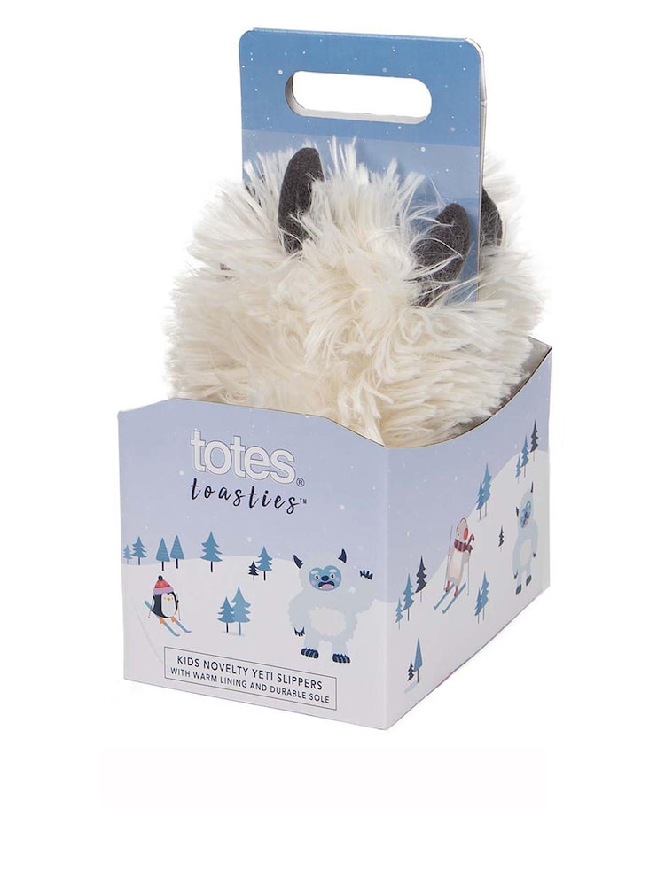 Totes Cream Kids Novelty Yeti Foot Slippers - Image 2 of 5