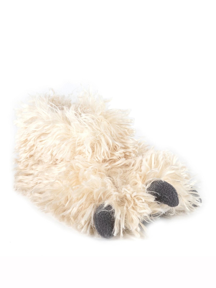Totes Cream Kids Novelty Yeti Foot Slippers - Image 3 of 5
